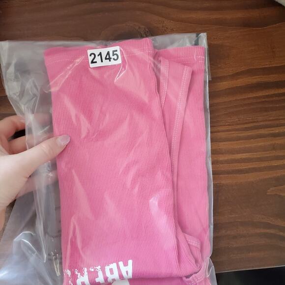 Y2K Abercrombie Fitch Tank Top Medium Pink Ribbed Sporty Cheer - Picture 6 of 6
